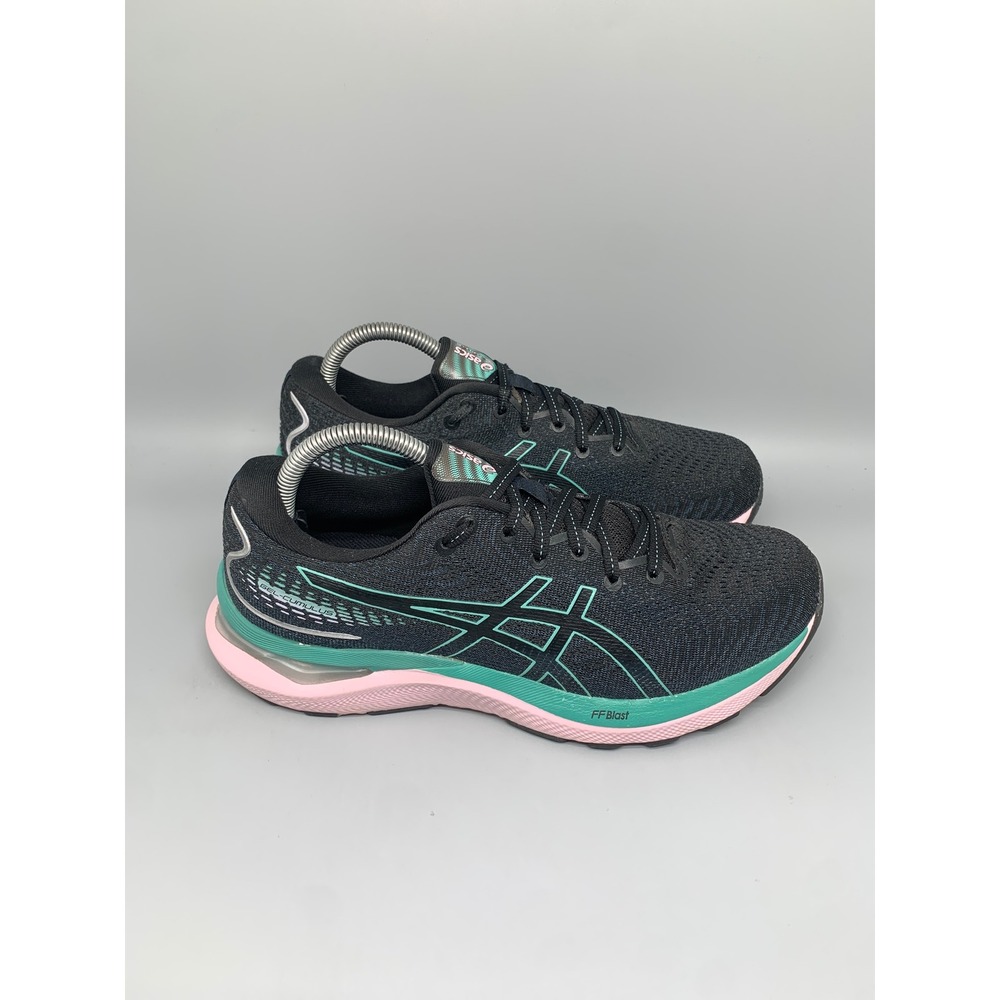 Asics Gel-Cumulus 24 Black Teal Pink‎ Running Shoes 1012B206 Women's Sz 9